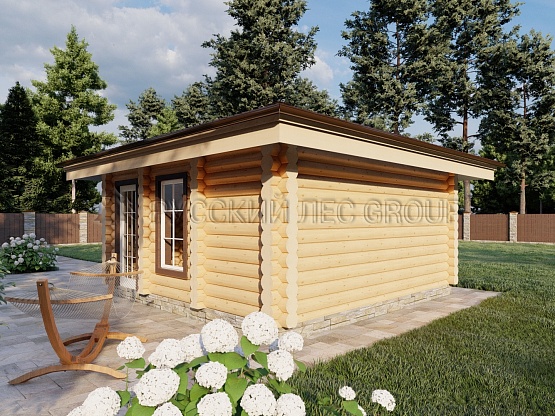 Дом из бревна проект ПИАНО 27,5м2 5,5х5,5