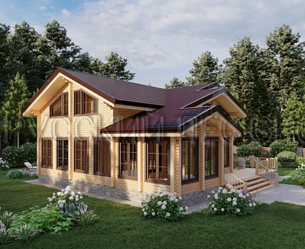 Дом из бруса 13,4 х 12,0, проект - САФДИ