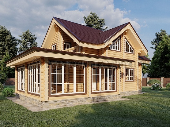Дом из бревна проект МЕНДЕЛЬСОН 183,2м2 12,0х16,0